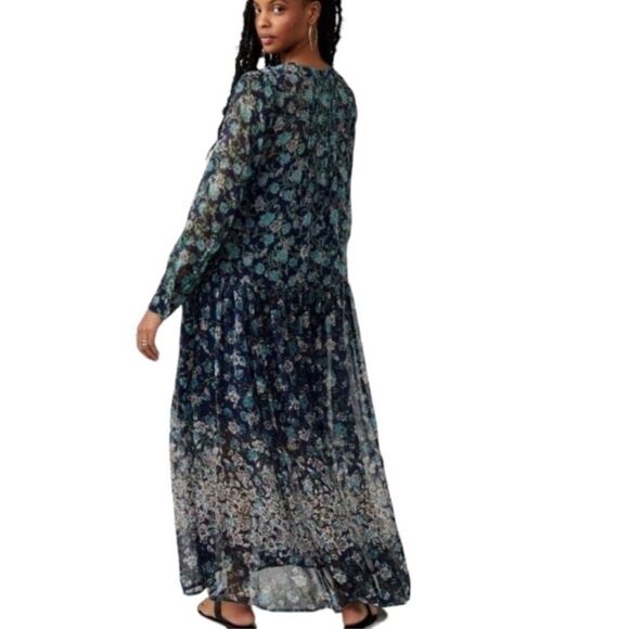 FREE PEOPLE SHEER MAXI DRESS WITH SLIP LIGHTWEIGHT MSRP $168 SZ S NWOT - Picture 2 of 4